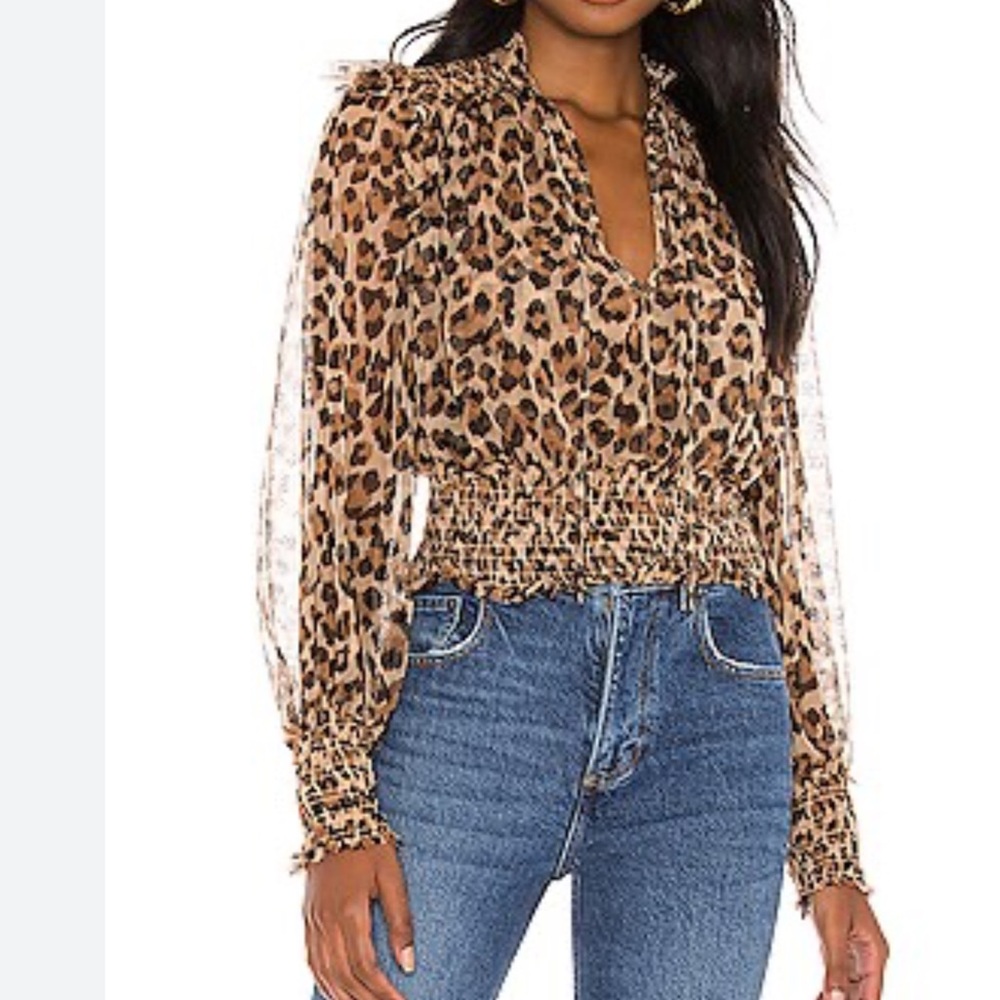 Free People printed Twyla Leopard Print Blouse, size M, new